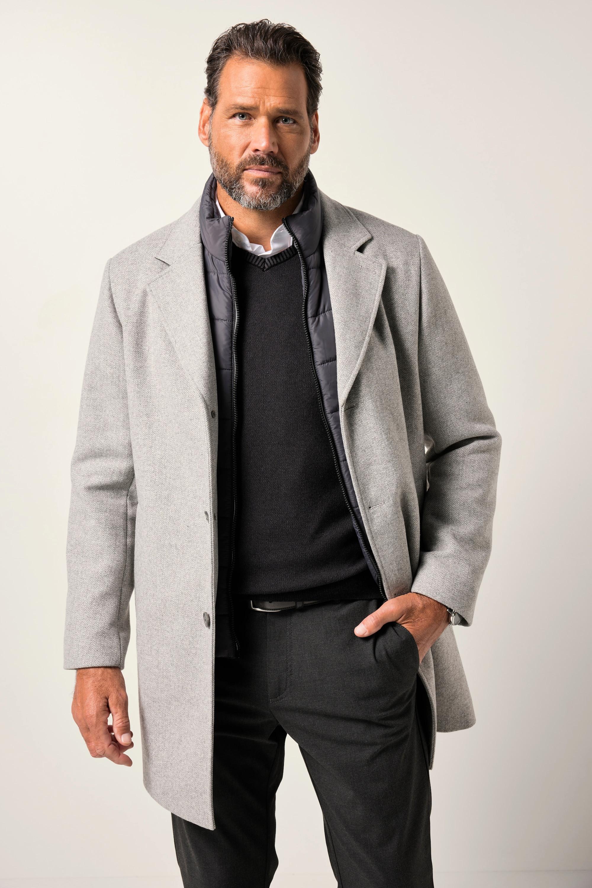 JP1880 Wollmix-Mantel mit Nylon-Einsatz und Reverskragen  