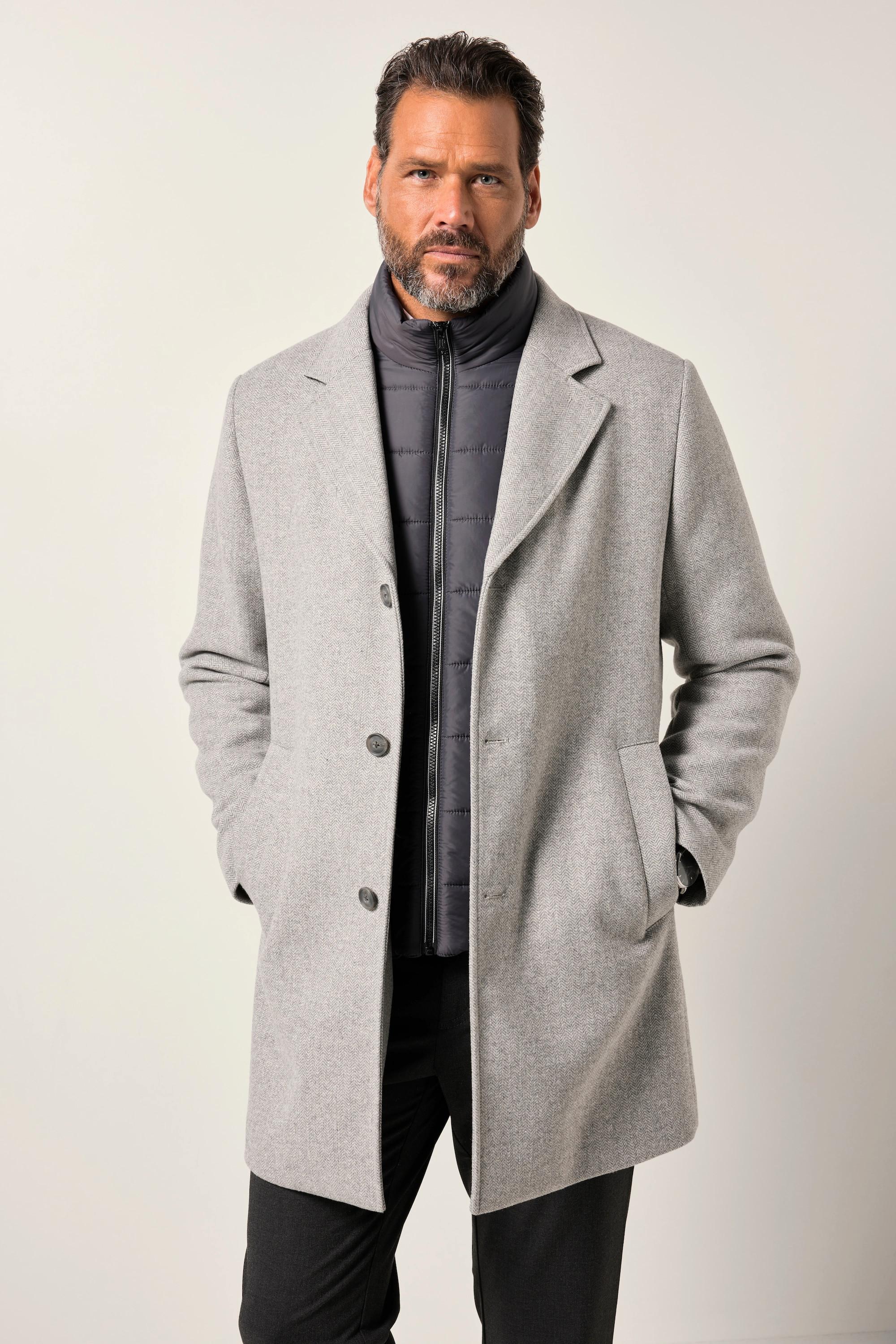 JP1880 Wollmix-Mantel mit Nylon-Einsatz und Reverskragen  