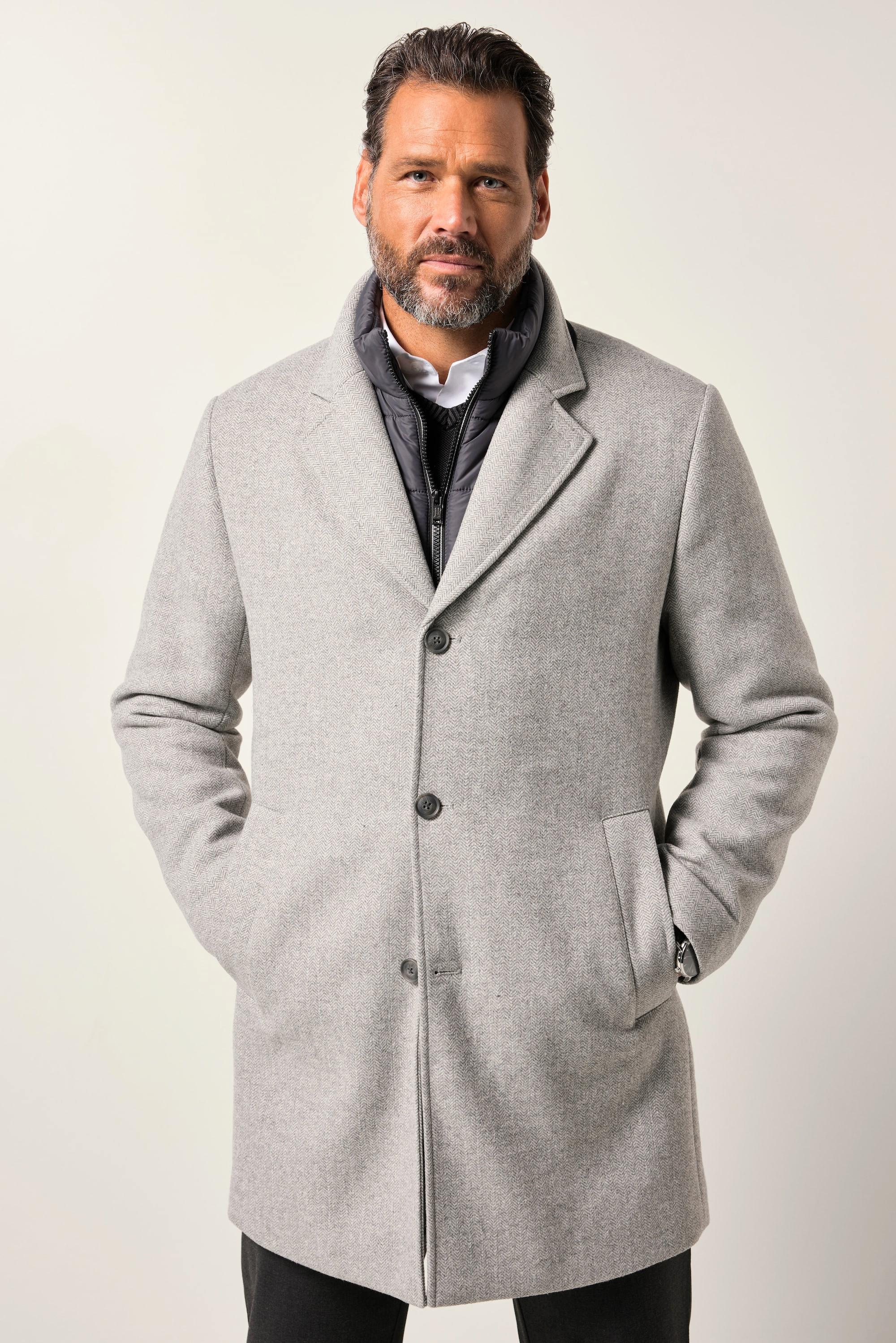 JP1880 Wollmix-Mantel mit Nylon-Einsatz und Reverskragen  