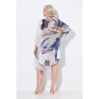 Ulla Popken Tunica Fiori Scollo a V Allacciatura Mezza Manica  