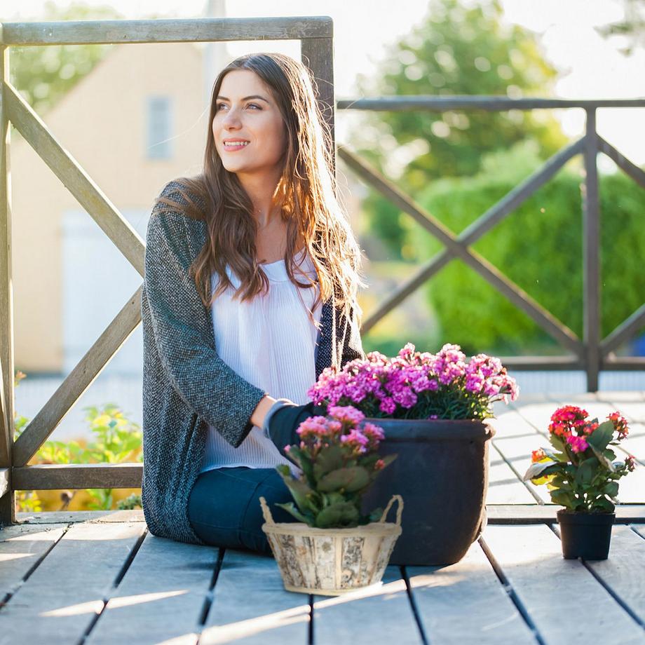 B2X Runder Blumentopf Birke 3er Set  