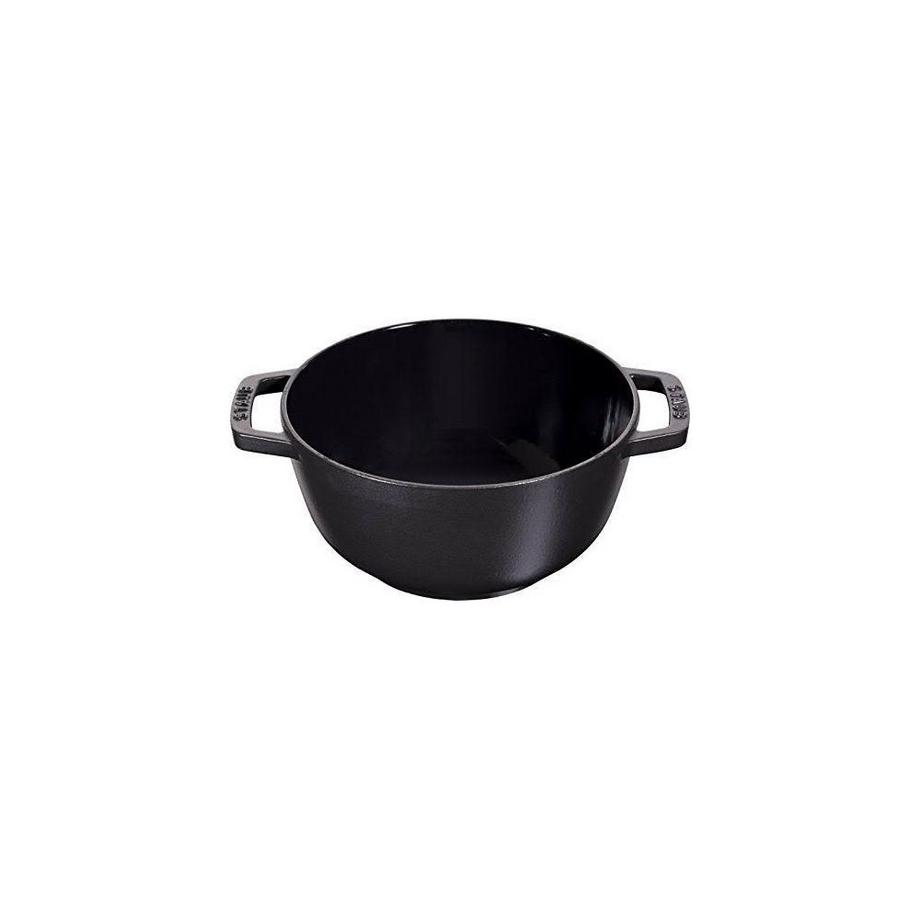 staub Fondue Set schwarz m. 2 Griffen, rund. 18 cm  