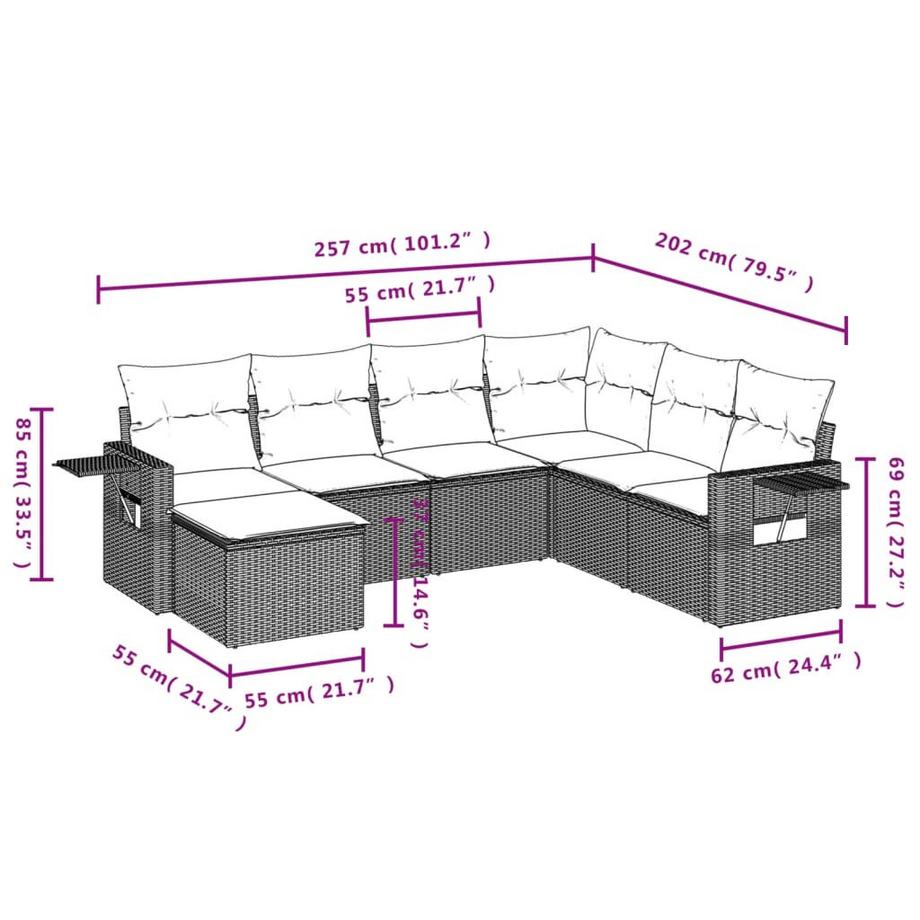 VidaXL Ensemble de canapés de jardin rotin synthétique  