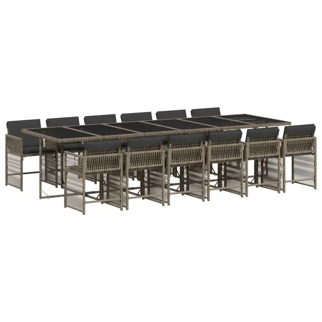 vidaXL Ensemble à manger de jardin 13 pcs gris résine tressée 3211664