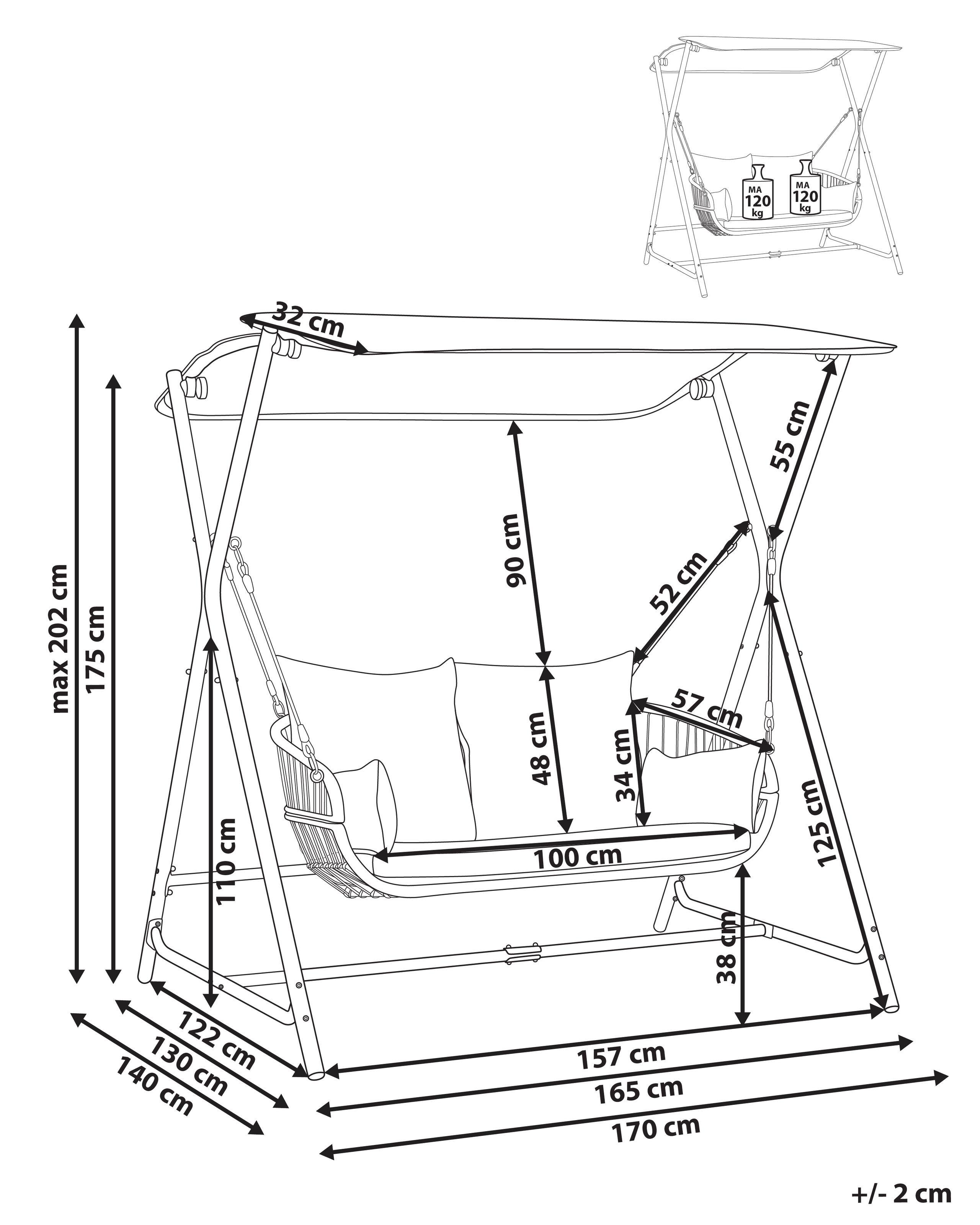 Beliani Hollywoodschaukel aus Stahl Mediterran FIASTRA  
