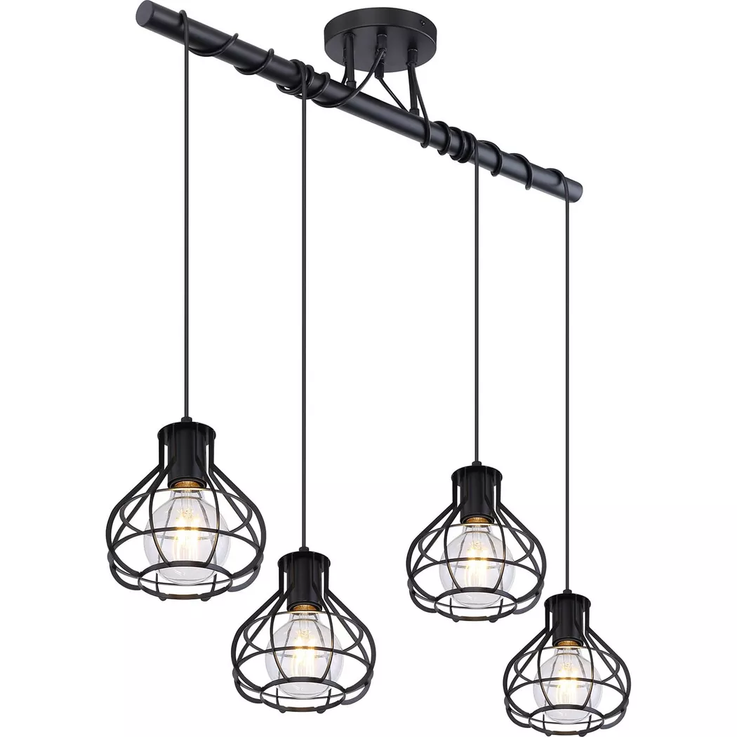 mutoni – Deckenleuchte Clastra Metall matt 4xE27, One Size, Schwarz