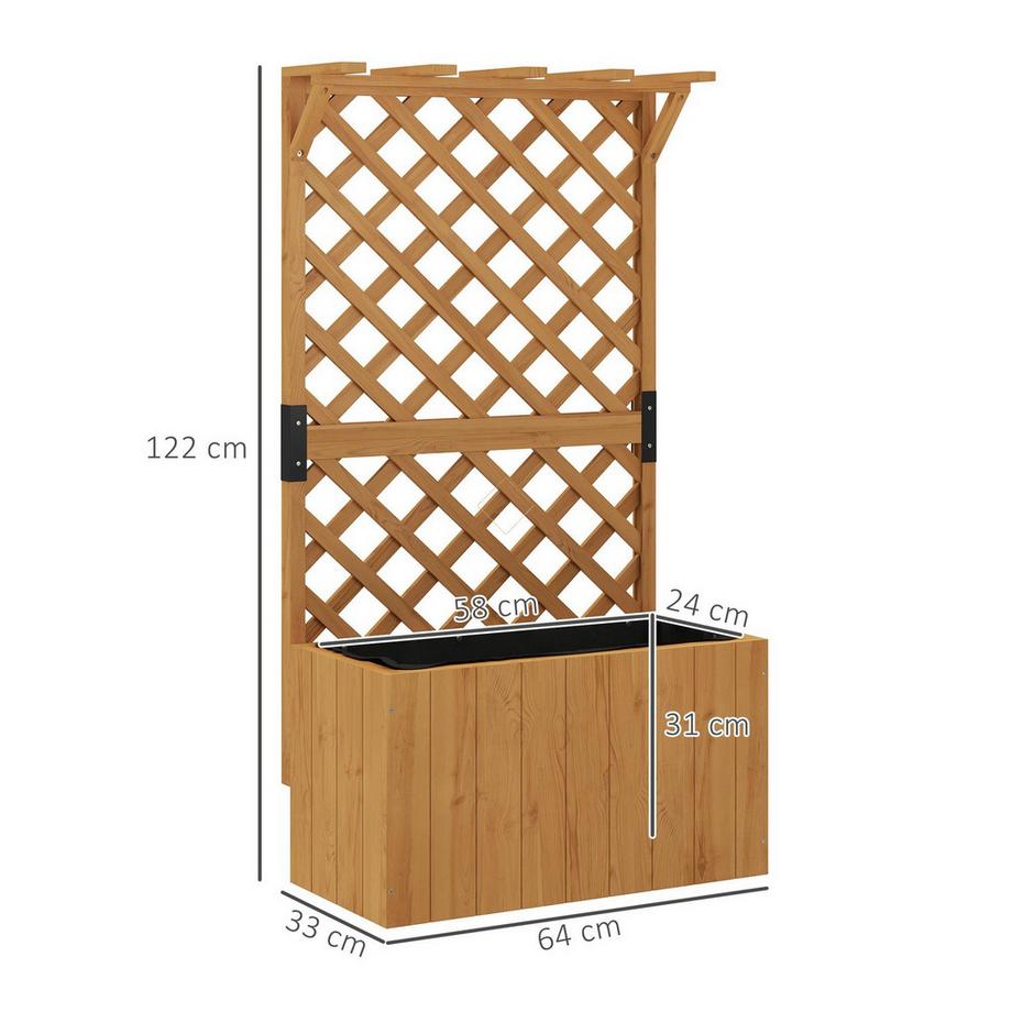 Northio Jardinière surélevée avec toit en treillis pot de fleurs en treillis bac à fleurs en bois, treillis de jardin 64 x 33 x 122 cm pour jardin balcon terrasse, pot de fleur pour plantes grimpantes plantes en panier, fleurs  