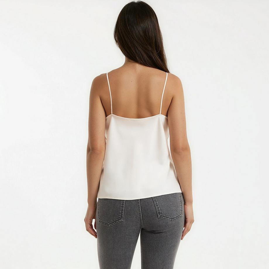 La Redoute Collections Débardeur col V en satin à fines bretelles  