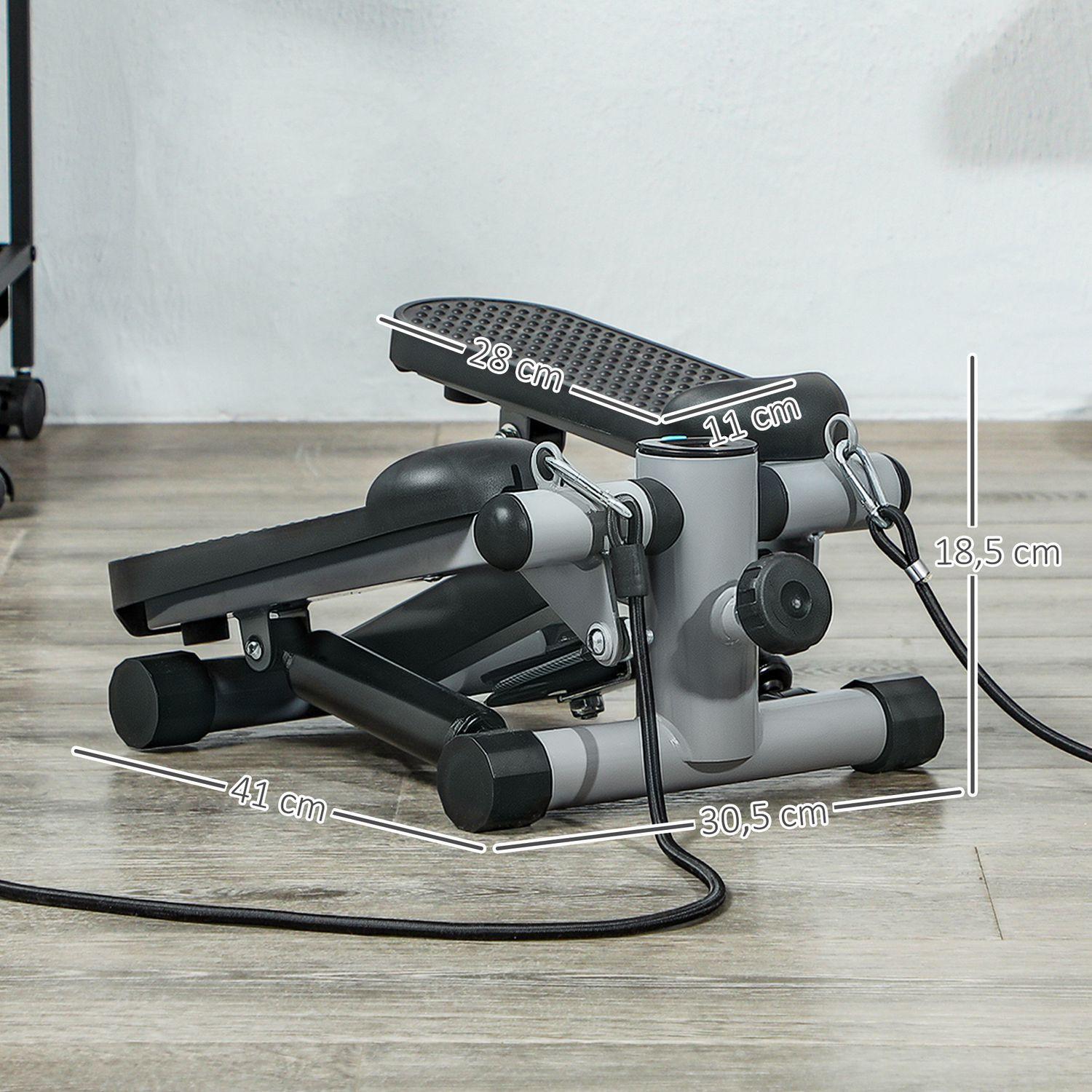 Northio  2 in 1 Mini-Stepper für Zuhause mit Power Ropes, Up-Down Swing Stepper mit LCD-Display, Stepper Hometrainer bis 100 kg für Bein-/Armtraining, Home Office Fitness Exercise, Grau | 