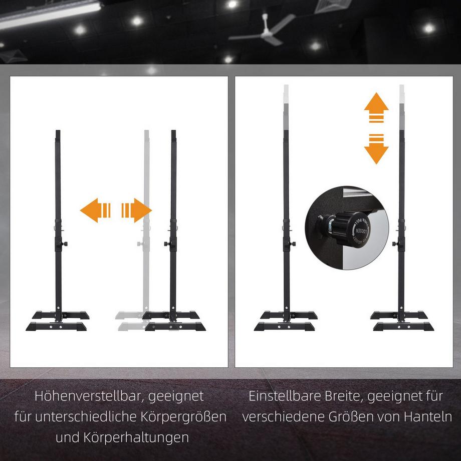 Northio  Support d'haltères, lot de 2, support d'haltères, support d'haltères réglable en hauteur, haltère avec capuchons de pied en caoutchouc, 105-160 cm, musculation, jusqu'à 150 kg, acier 