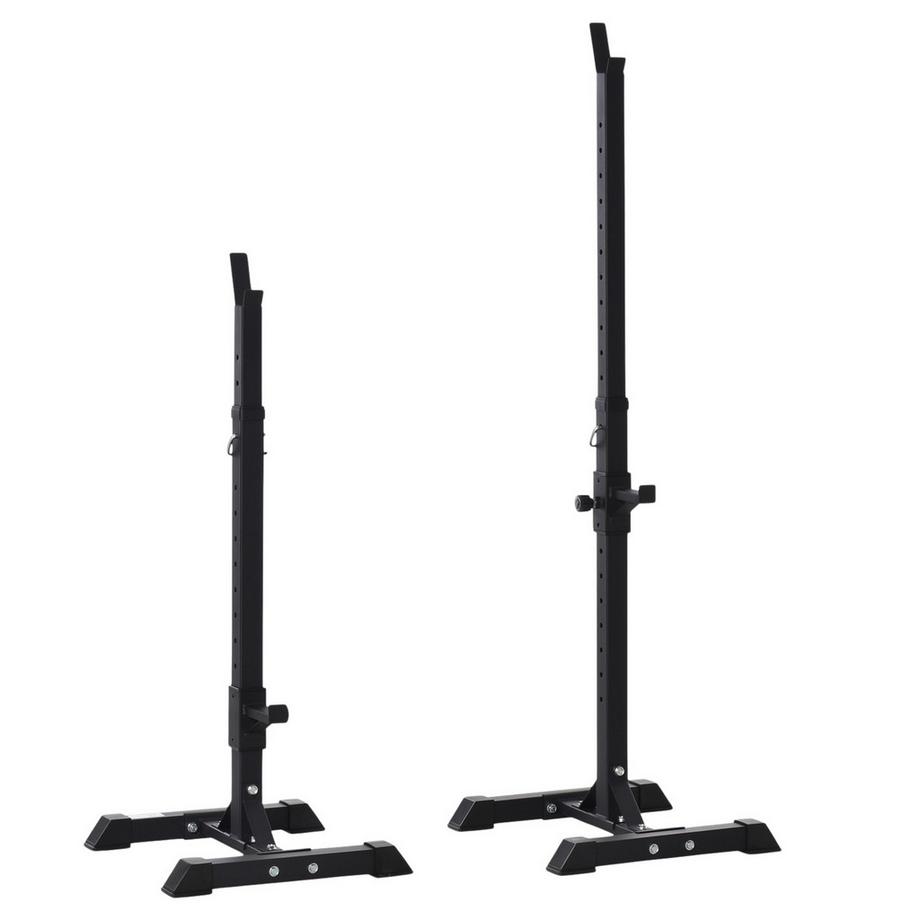 Support d'haltères, lot de 2, support d'haltères, support d'haltères réglable en hauteur, haltère avec capuchons de pied en caoutchouc, 105-160 cm, musculation, jusqu'à 150 kg, acier