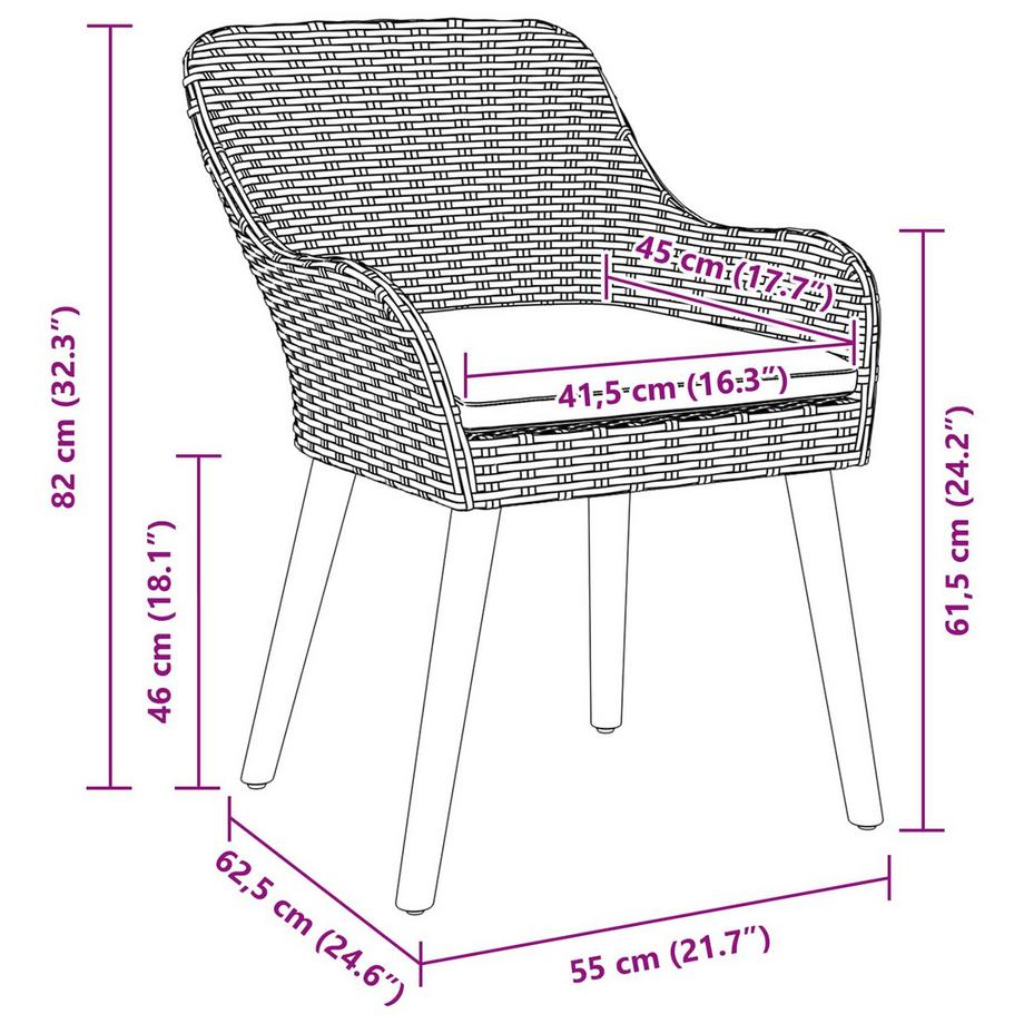 VidaXL Ensemble de salle à manger pour jardin poly rattan  