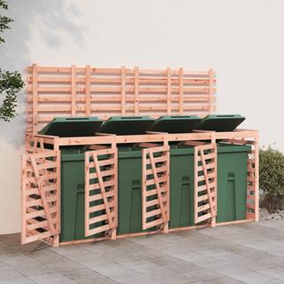 VidaXL Abri pour poubelles quadruple à roulettes bois de douglas  