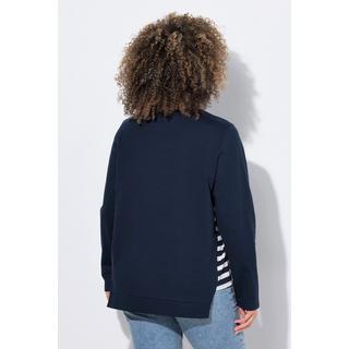 Ulla Popken Gestreiftes A-Linien V-Ausschnitt Langarm Sweatshirt  