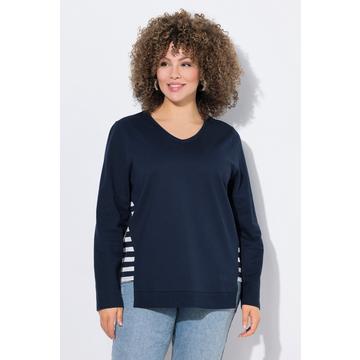 Sweatshirt, Streifen, A-Linie, V-Ausschnitt, Langarm