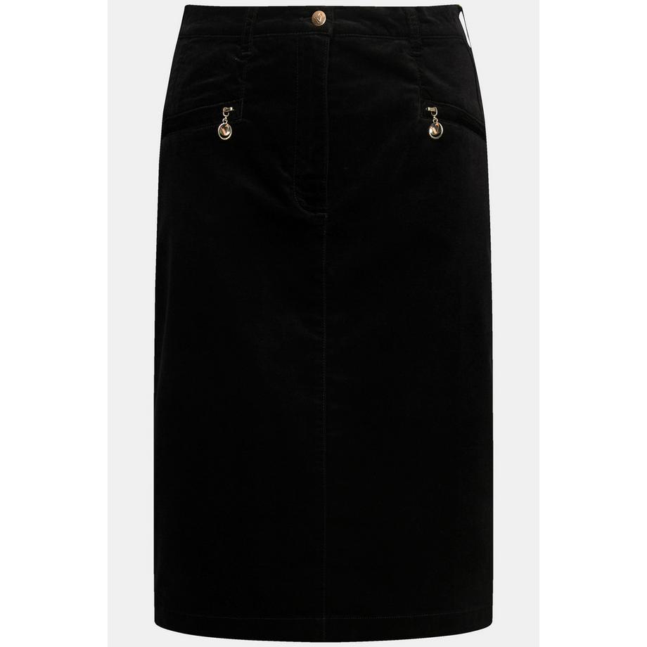 Ulla Popken Mony Samtrock Reissverschlusstaschen Komfortbund  