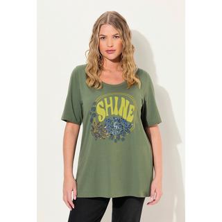 Ulla Popken  T-shirt classica con paillettes, scollo a V e mezze maniche 