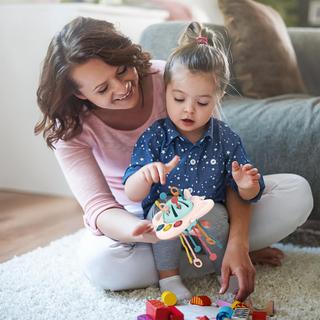 Activity-board  Sensorisches Spielzeug Baby, Beißring Baby, Silikonzugschnur, Flugzeugform, aufhängbar 