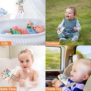 Activity-board  Sensorisches Spielzeug Baby, Beißring Baby, Silikonzugschnur, Flugzeugform, aufhängbar 