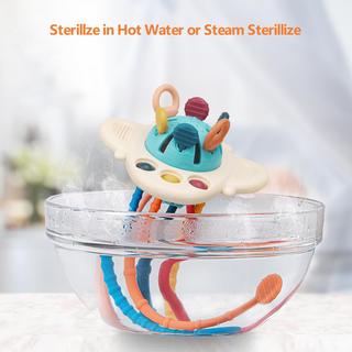 Activity-board  Sensorisches Spielzeug Baby, Beißring Baby, Silikonzugschnur, Flugzeugform, aufhängbar 