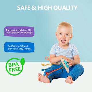 Activity-board  Sensorisches Spielzeug Baby, Beißring Baby, Silikonzugschnur, Flugzeugform, aufhängbar 
