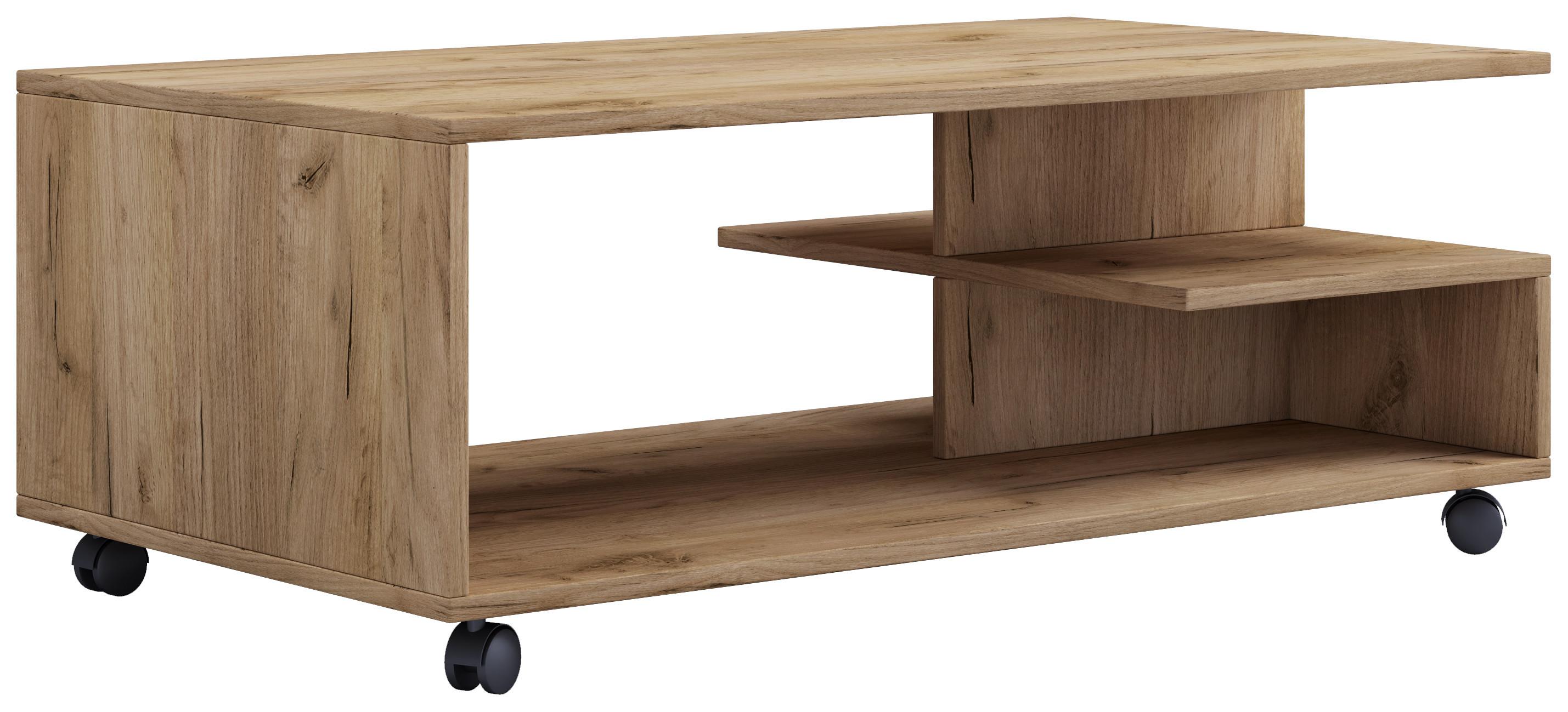 VCM Holz Couchtisch Sofatisch Wohnzimmertisch Rollen rollbar Kaffeetisch Stango XL  