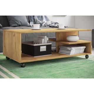 VCM Holz Couchtisch Sofatisch Wohnzimmertisch Rollen rollbar Kaffeetisch Stango XL  