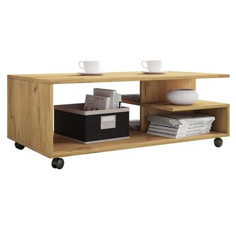 VCM Holz Couchtisch Sofatisch Wohnzimmertisch Rollen rollbar Kaffeetisch Stango XL  