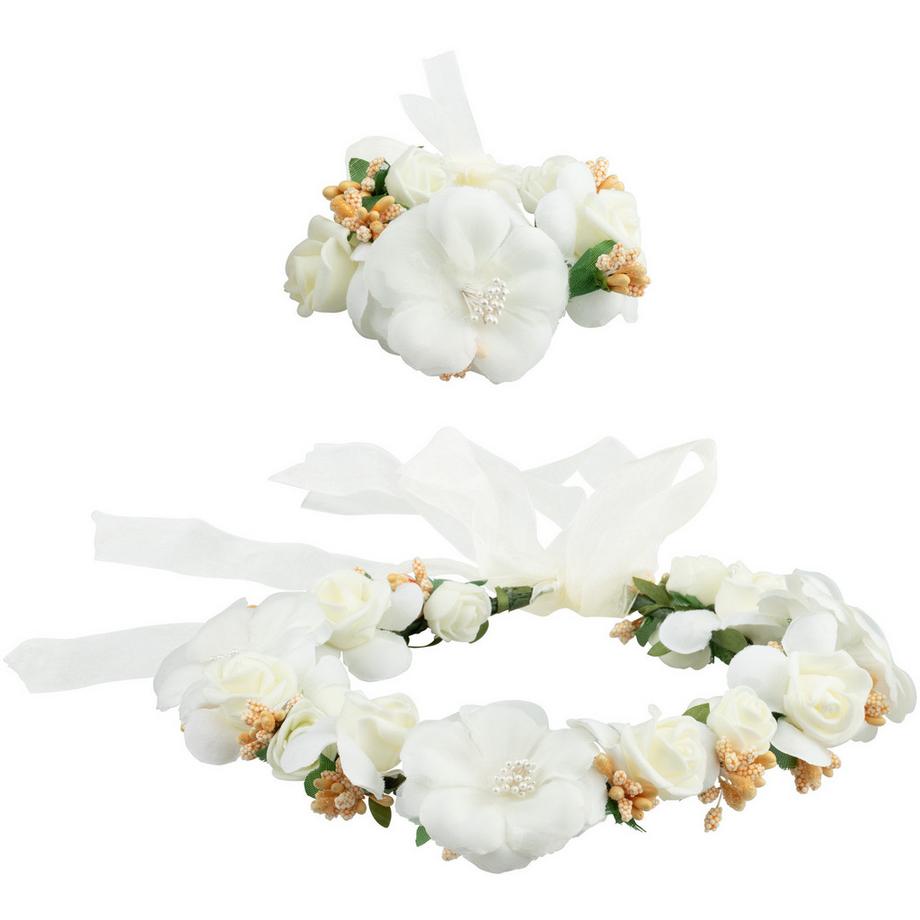 Tectake  Blumenkranz und Armreif Hochzeit 