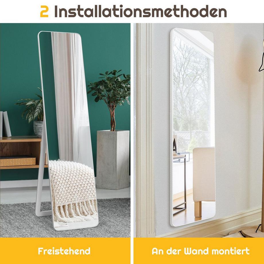 Northix Specchio a figura intera 2 in 1, specchio da terra e specchio da parete 160 x 37 cm bianco  