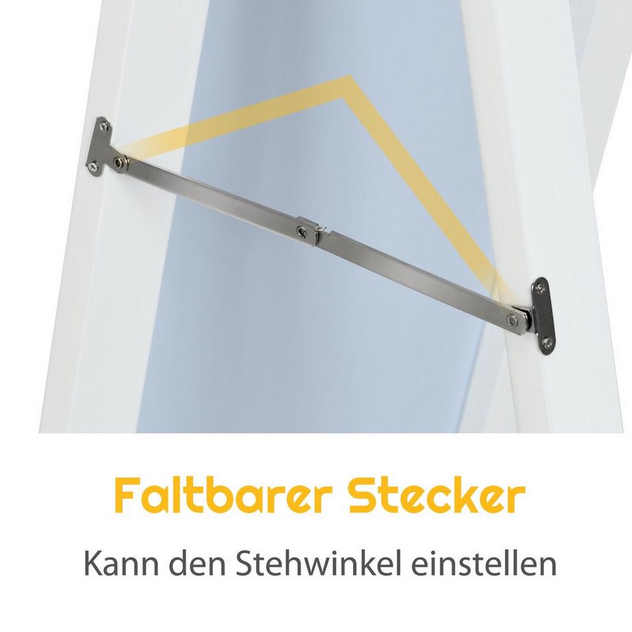 Northix Specchio a figura intera 2 in 1, specchio da terra e specchio da parete 160 x 37 cm bianco  