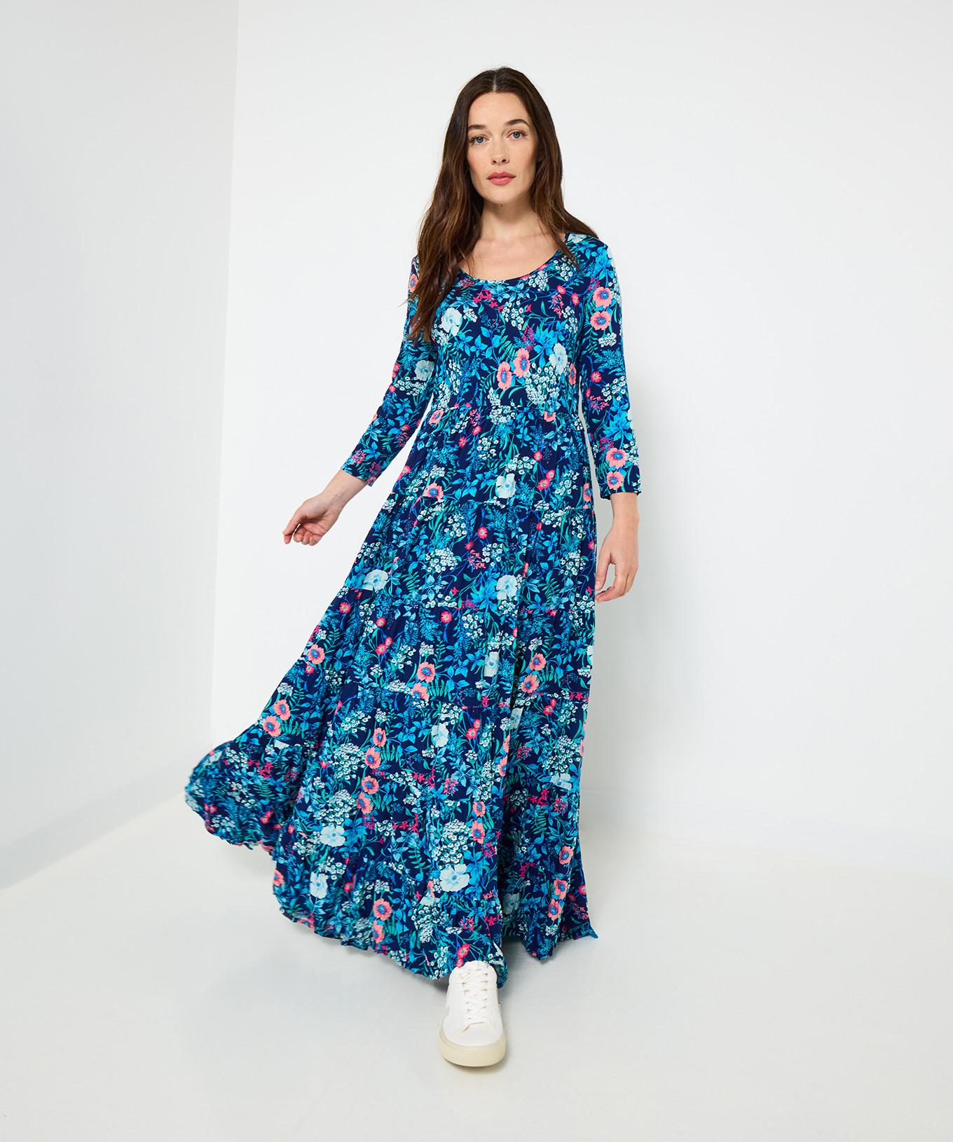 Joe Browns Geknittertes Baumwoll Maxikleid Buntes Blumenmuster  