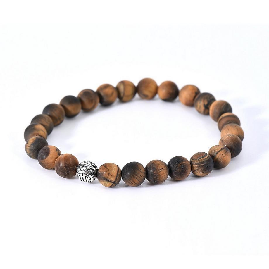 Balibay  Bracelet Marek orné de pierres œil-de-tigre mates 