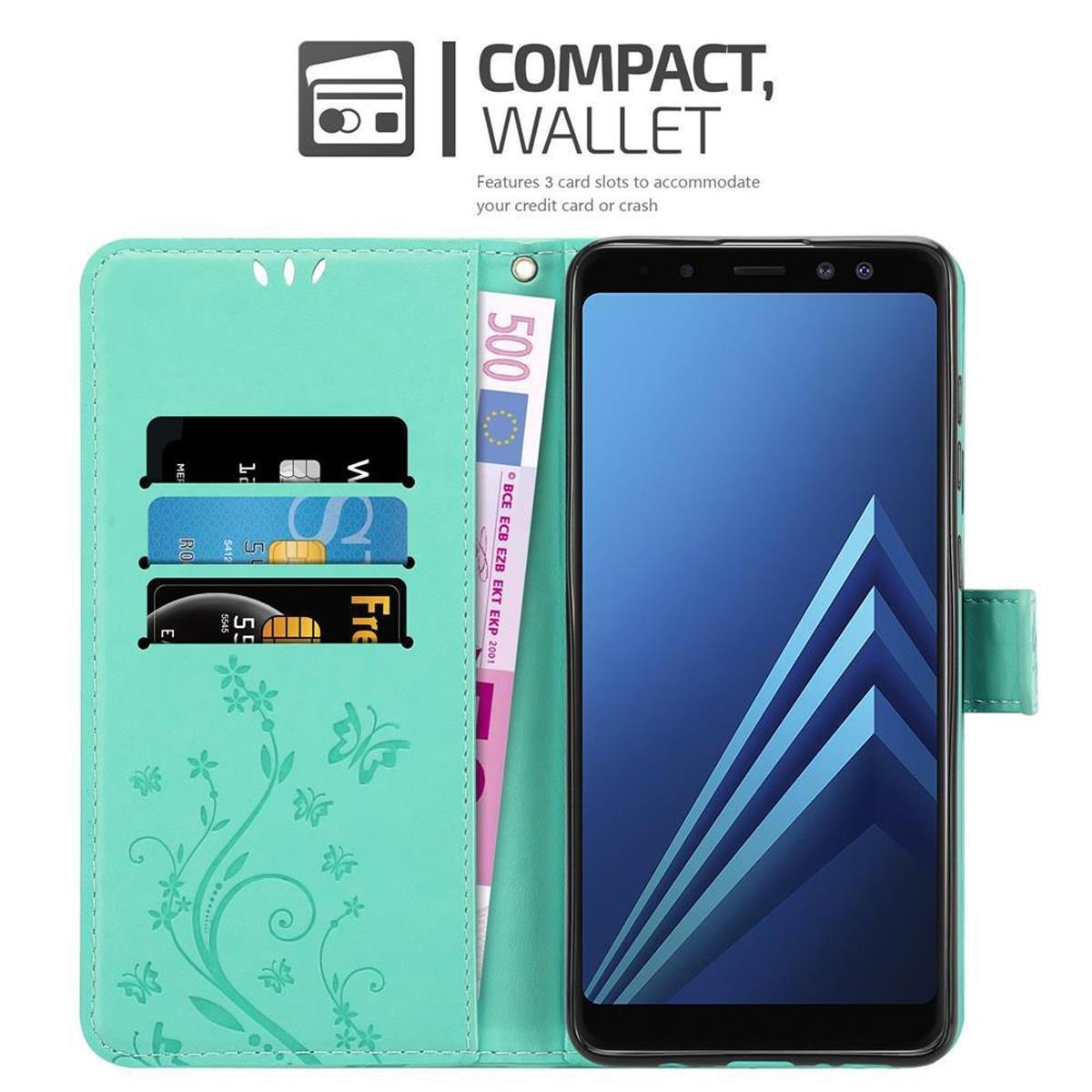 Cadorabo  Hülle für Samsung Galaxy A8 2018 Blumen Design Magnetverschluss 