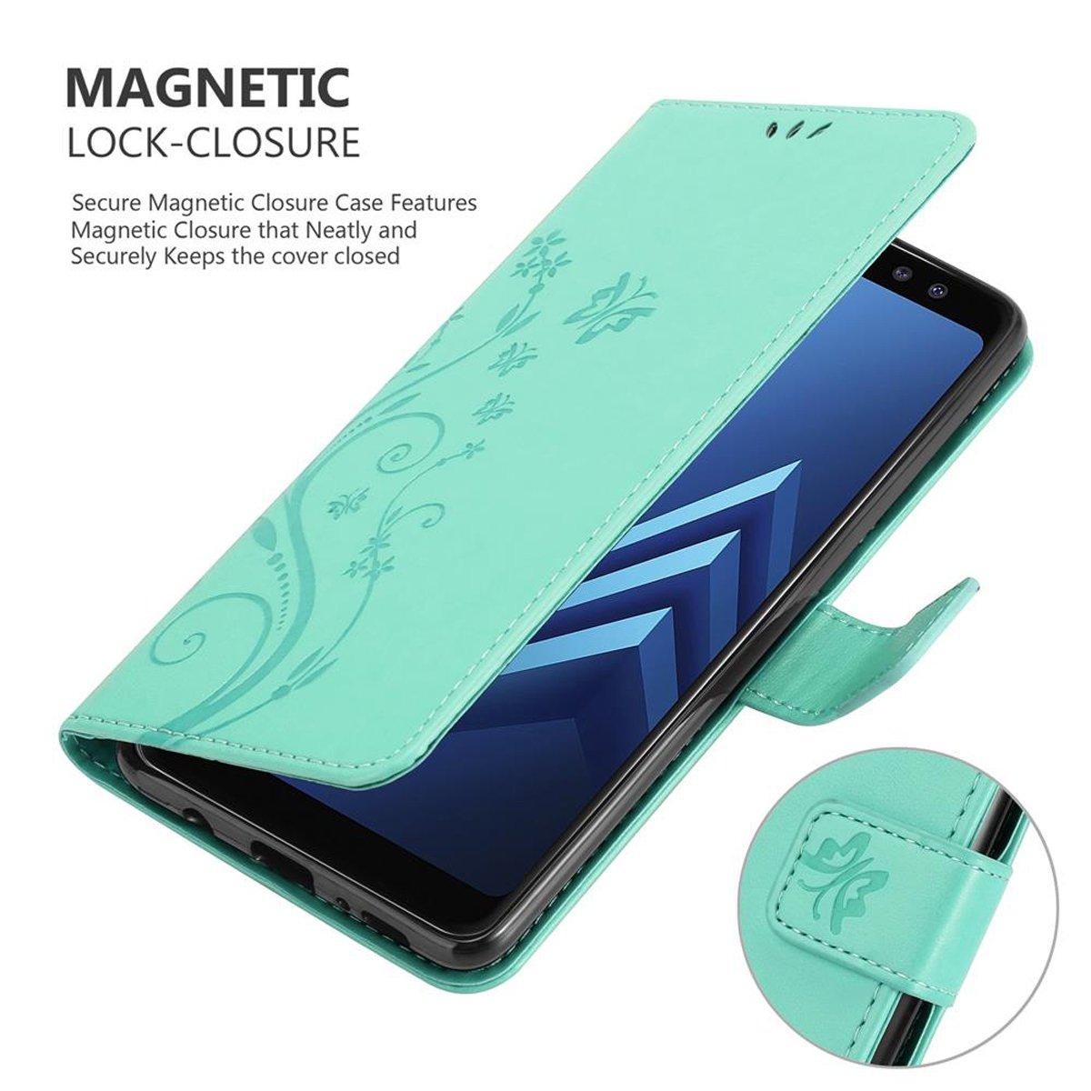 Cadorabo  Housse compatible avec Samsung Galaxy A8 2018 - Coque de protection au design floral avec fermeture magnétique, fonction de support et emplacements pour cartes 