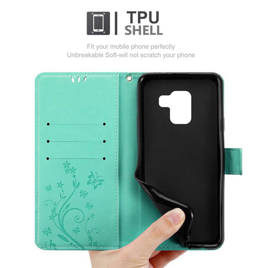 Cadorabo  Hülle für Samsung Galaxy A8 2018 Blumen Design Magnetverschluss 