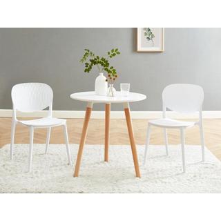 Vente-unique Table à manger 2 personnes en MDF et hêtre - Blanc - ROLENA  