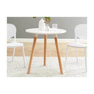 Vente-unique Table à manger 2 personnes en MDF et hêtre - Blanc - ROLENA  