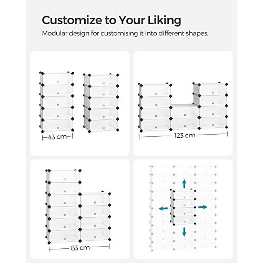 Calicosy Étagère à Chaussures 10 Compartiments Modulable - L43 cm  
