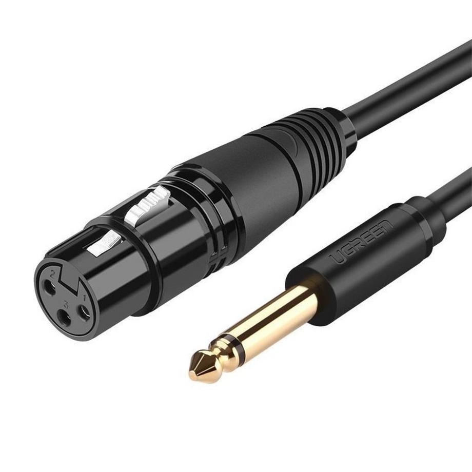 Ugreen XLR-Audio-/Mikrofonkabel (weiblich) auf 6,35-mm-Klinke (männlich), 2 m – Schwarz