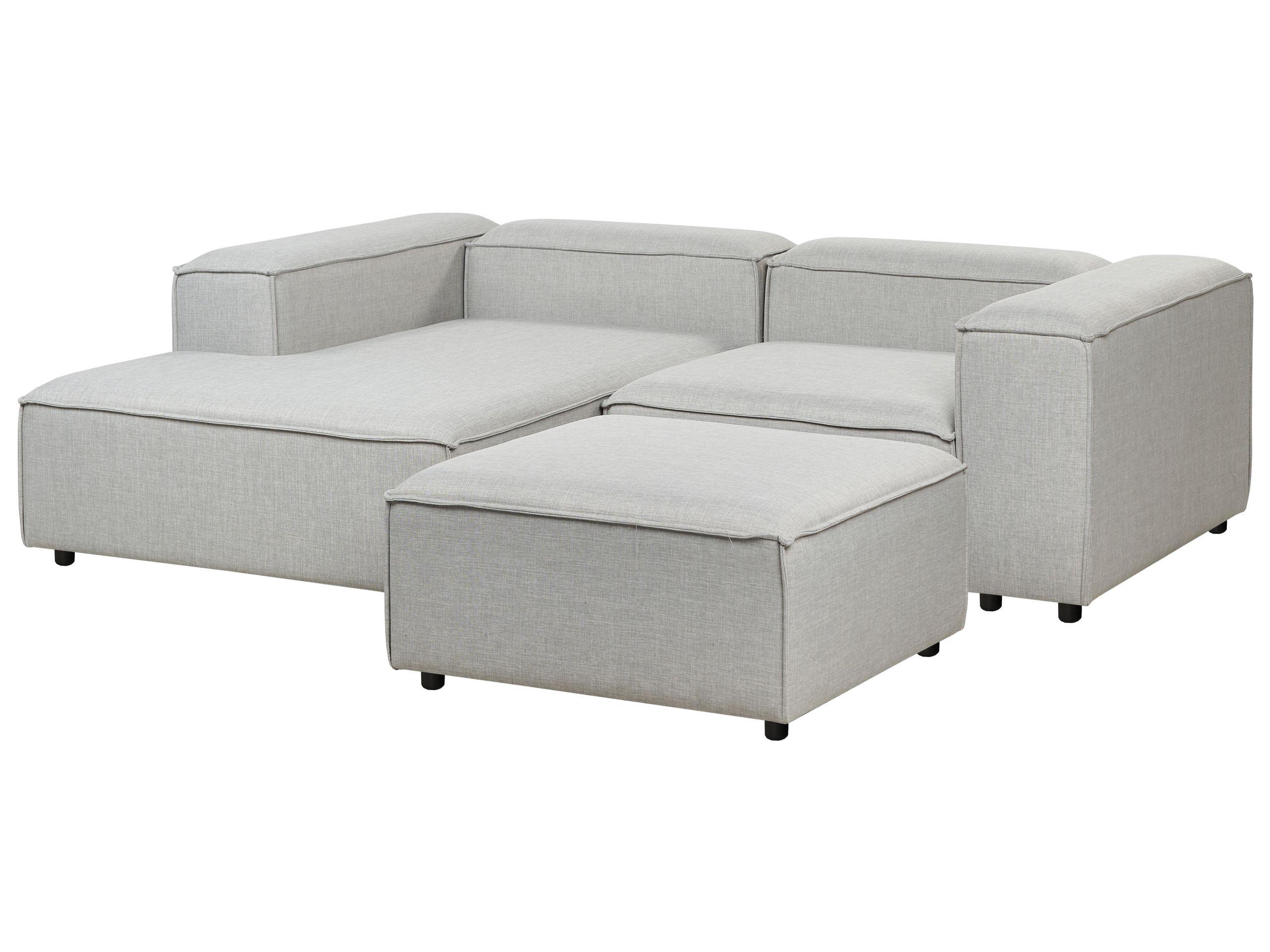 Beliani Rechtsseitiges Ecksofa mit Ottomane aus Stoff Modern ARDAL  