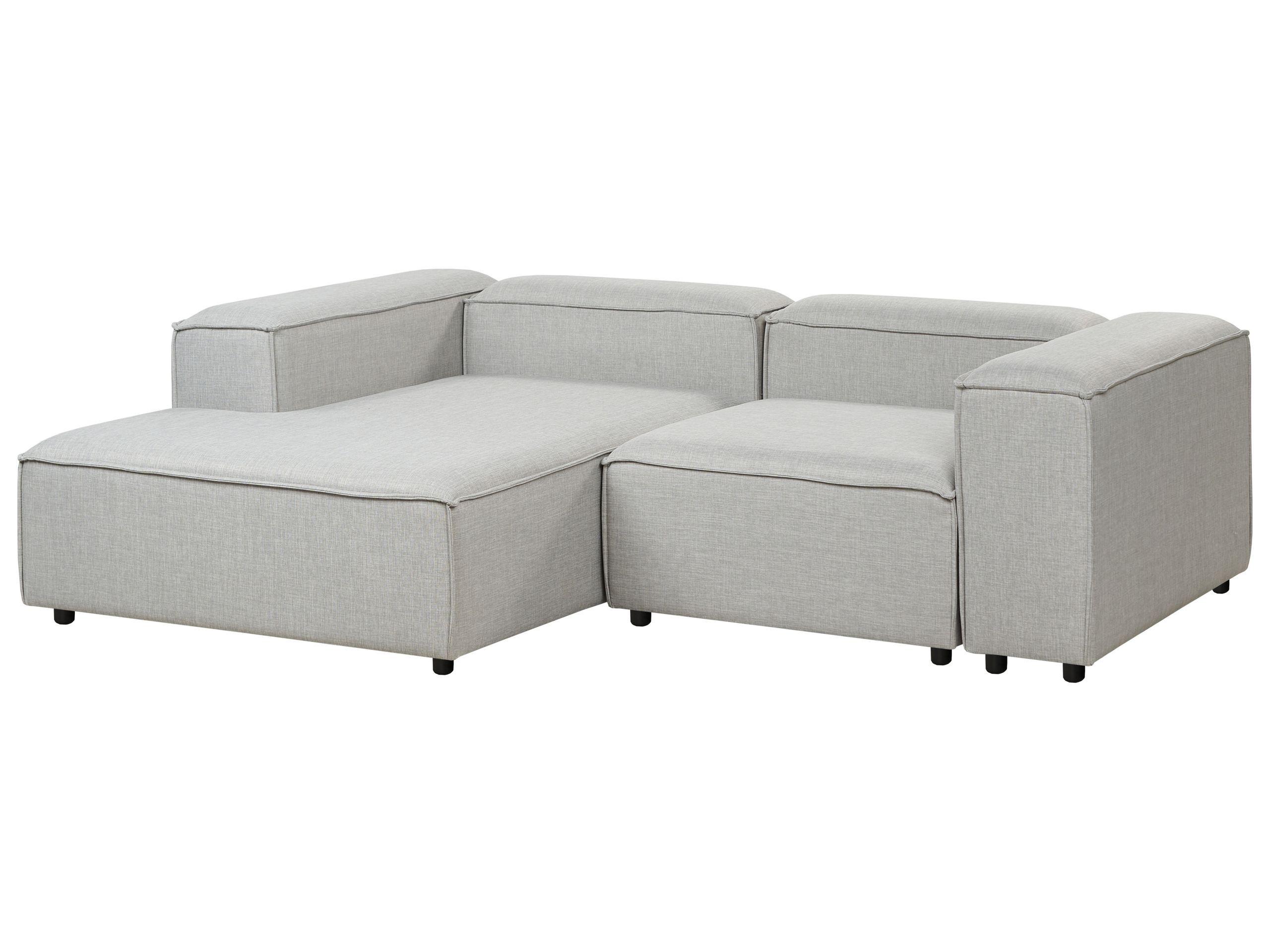 Beliani Rechtsseitiges Ecksofa mit Ottomane aus Stoff Modern ARDAL  