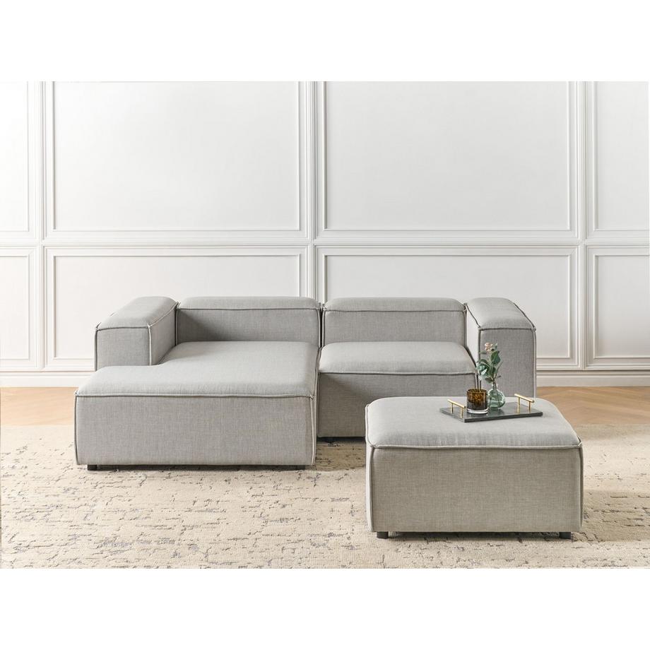 Beliani Divano angolare versione destra con ottomana en Tessuto Moderno ARDAL  