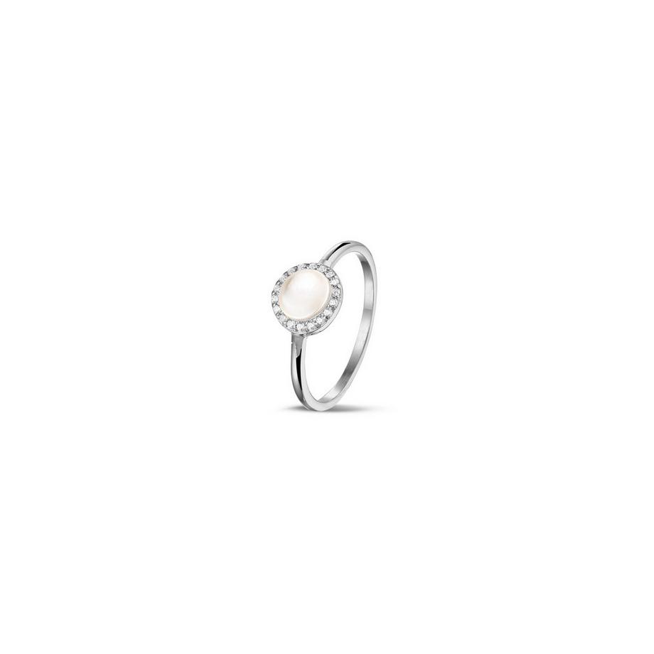 Nacre avec zirconia Bague 1949 Plaqué rhodium