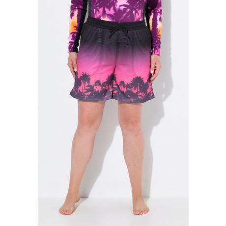 Ulla Popken Shorts Attivi Stampa Palme Mesh Gamba Larga  
