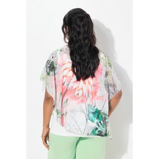 Ulla Popken Bluse Blüten doppellagig Rundhals Halbarm  