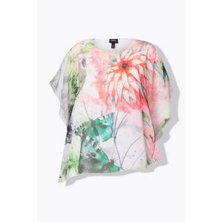 Ulla Popken Bluse Blüten doppellagig Rundhals Halbarm  