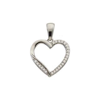 MUAU Schmuck  Anhänger Herz Weissgold 750 Diamant 0.05ct. 16x11mm 
