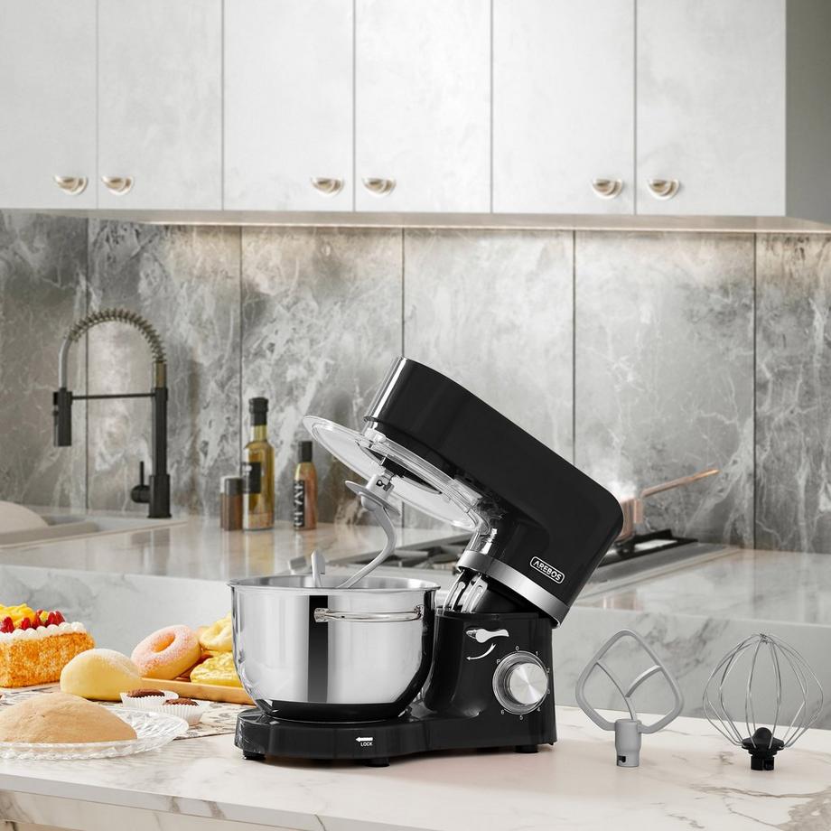 Arebos Robot de Cuisine 1500W avec 2x Acier inoxydable-Bol mélangeur 6 étapes  