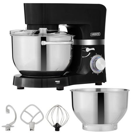 Arebos Robot Da Cucina 1500W con 2 x Ciotole in Acciaio Inossidabile i 6 Gradini  